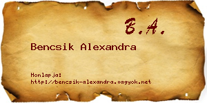 Bencsik Alexandra névjegykártya